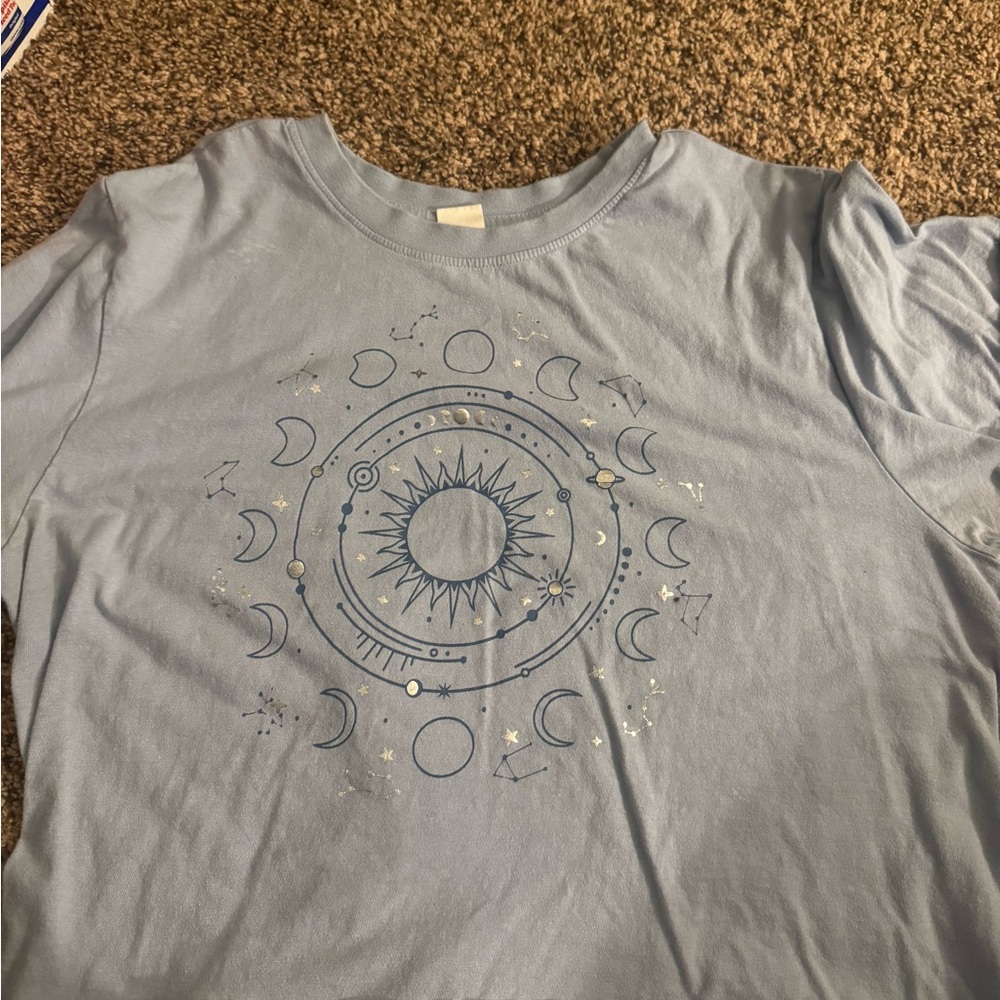 Vibe Light Blue Tee with Star Accents